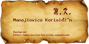 Manojlovics Koriolán névjegykártya